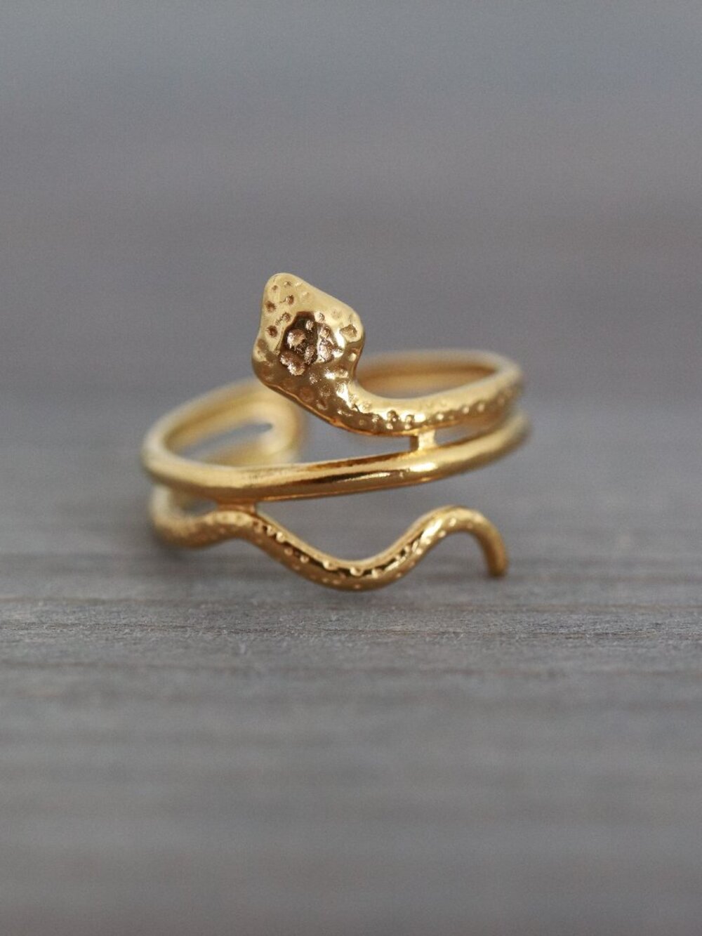 Snake Style Cuff Ring 18k Gold Plated Stainless Steel